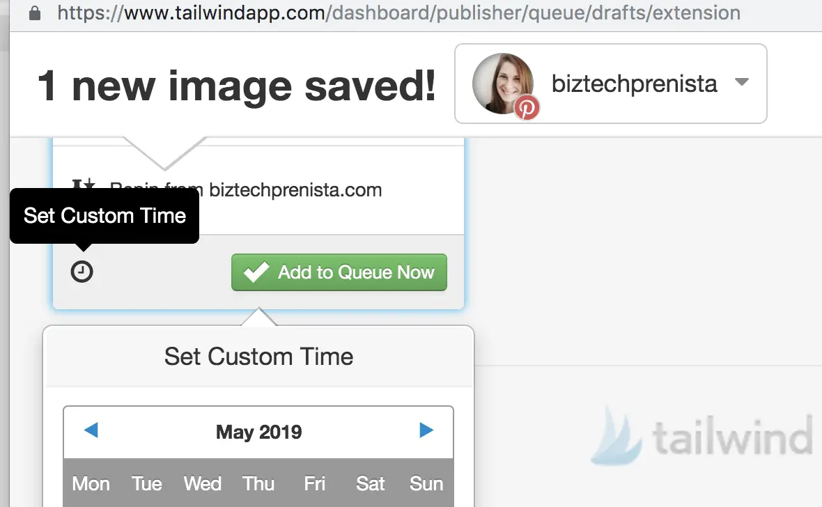 Set Custom Time to Schedule a Pin from Tailwind Extension